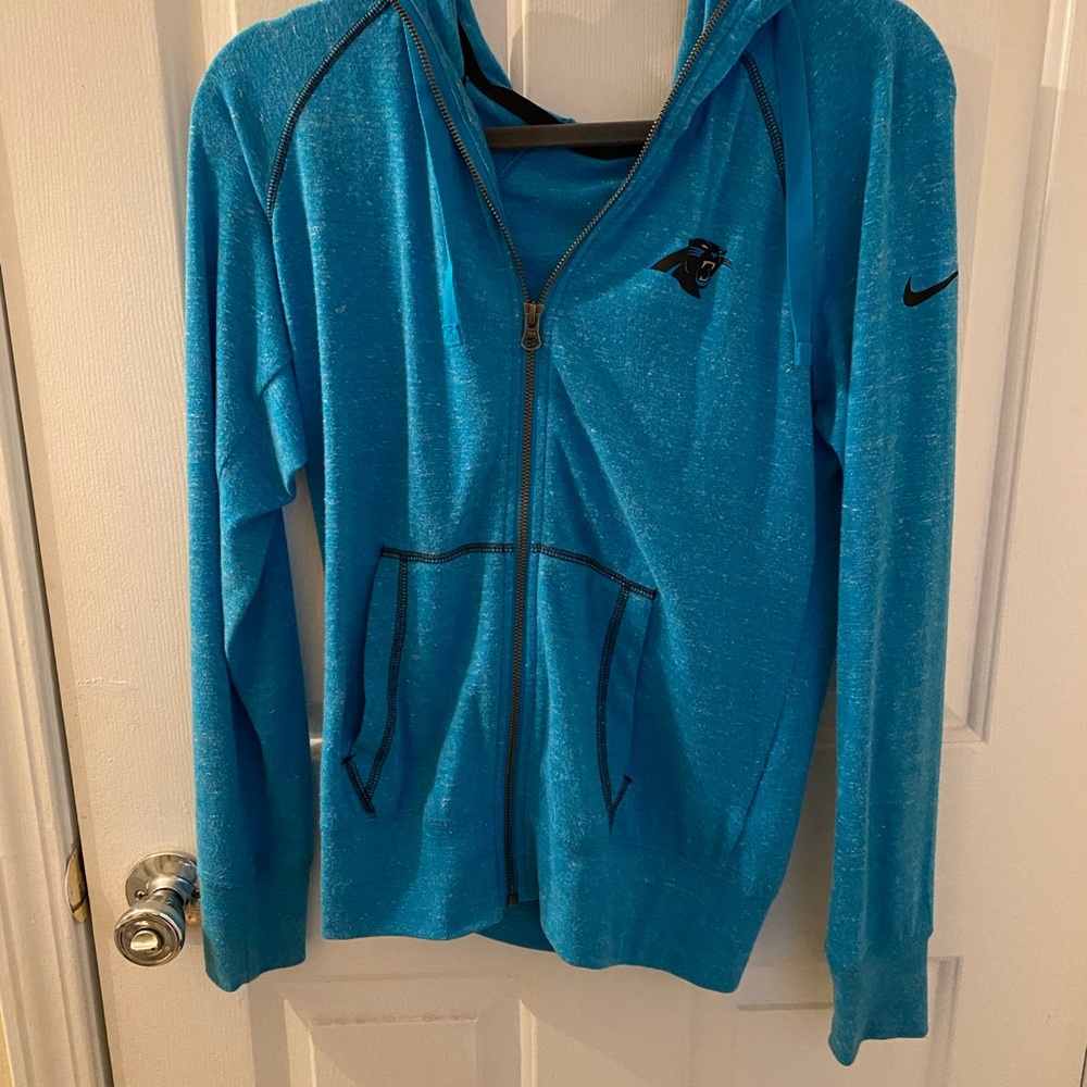 Women's Nike Heathered Blue Carolina Panthers Gym Vintage Raglan Full-Zip Hoodie